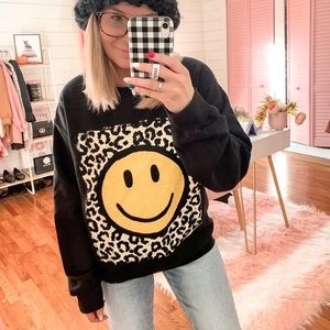 Smiley Leopard Sweatshirt NWT